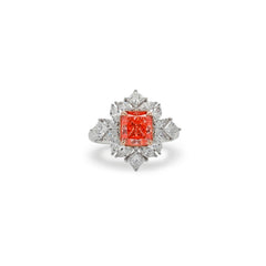 Luxe Fiore Red Lab Grown Princess Diamond Ring