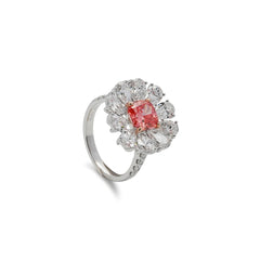 Rosaria Red Lab Grown Cushion Diamond Ring