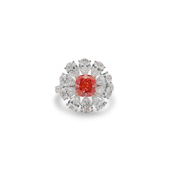 Rosaria Red Lab Grown Cushion Diamond Ring