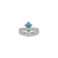 Nouveau Blue Lab Grown Princess Diamond Ring