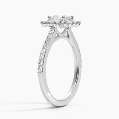Luxe Sunburst Halo Lab Grown Cushion Diamond Engagement Ring