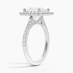 Luxe Sunburst Halo Lab Grown Princess Diamond Engagement Ring