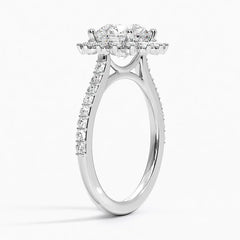 Luxe Sunburst Halo Lab Grown Round Diamond Engagement Ring
