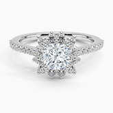 Luxe Sunburst Halo Lab Grown Cushion Diamond Engagement Ring