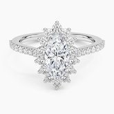 Luxe Sunburst Halo Lab Grown Marquise Diamond Engagement Ring