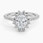 Luxe Sunburst Halo Lab Grown Oval Diamond Engagement Ring