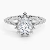 Luxe Sunburst Halo Lab Grown Pear Diamond Engagement Ring