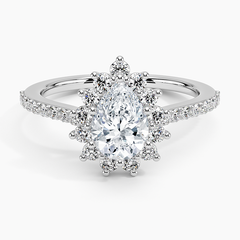 Luxe Sunburst Halo Lab Grown Pear Diamond Engagement Ring