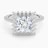Luxe Sunburst Halo Lab Grown Princess Diamond Engagement Ring