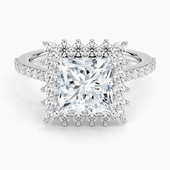 Luxe Sunburst Halo Lab Grown Princess Diamond Engagement Ring