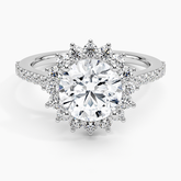 Luxe Sunburst Halo Lab Grown Round Diamond Engagement Ring