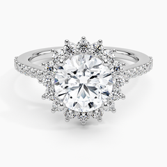 Luxe Sunburst Halo Lab Grown Round Diamond Engagement Ring