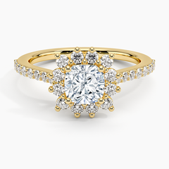 Luxe Sunburst Halo Lab Grown Cushion Diamond Engagement Ring