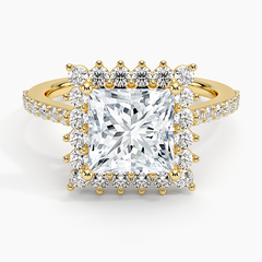 Luxe Sunburst Halo Lab Grown Princess Diamond Engagement Ring