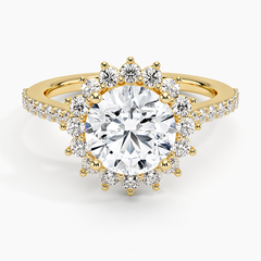 Luxe Sunburst Halo Lab Grown Round Diamond Engagement Ring