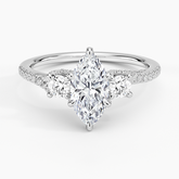 Luxe Delilah Three Stone Lab Grown Marquise Diamond Engagement Ring