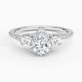 Luxe Delilah Three Stone Lab Grown Pear Diamond Engagement Ring