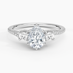 Luxe Delilah Three Stone Lab Grown Pear Diamond Engagement Ring