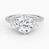 Luxe Delilah Three Stone Lab Grown Round Diamond Engagement Ring
