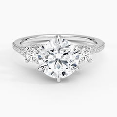 Luxe Delilah Three Stone Lab Grown Round Diamond Engagement Ring