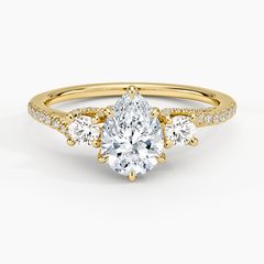 Luxe Delilah Three Stone Lab Grown Pear Diamond Engagement Ring