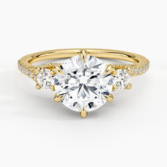 Luxe Delilah Three Stone Lab Grown Round Diamond Engagement Ring