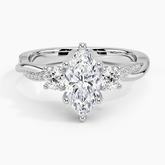 Adorned Petite Twisted Vine Three Stone Lab Grown Marquise Diamond Engagement Ring