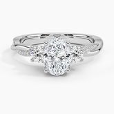 Adorned Petite Twisted Vine Three Stone Lab Grown Oval Diamond Engagement Ring