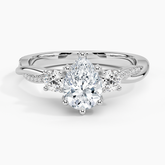 Adorned Petite Twisted Vine Three Stone Lab Grown Pear Diamond Engagement Ring