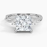 Adorned Petite Twisted Vine Three Stone Lab Grown Princess Diamond Engagement Ring