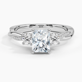 Adorned Petite Twisted Vine Three Stone Lab Grown Radiant Diamond Engagement Ring