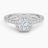 Sienna Halo Three-Quarter Coverage Lab Grown Cushion Diamond Engagement Ring