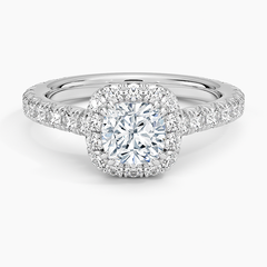 Sienna Halo Three-Quarter Coverage Lab Grown Cushion Diamond Engagement Ring