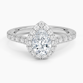 Sienna Halo Three-Quarter Coverage Lab Grown Pear Diamond Engagement Ring