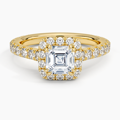Sienna Halo Three-Quarter Coverage Lab Grown Asscher Diamond Engagement Ring