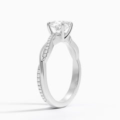 Petite Twisted Vine Lab Grown Cushion Diamond Engagement Ring