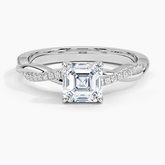 Petite Twisted Vine Lab Grown Asscher Diamond Engagement Ring