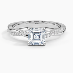 Petite Twisted Vine Lab Grown Asscher Diamond Engagement Ring