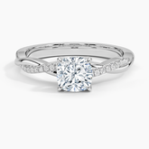 Petite Twisted Vine Lab Grown Cushion Diamond Engagement Ring