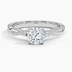 Petite Twisted Vine Lab Grown Cushion Diamond Engagement Ring