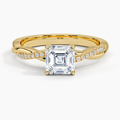 Petite Twisted Vine Lab Grown Asscher Diamond Engagement Ring
