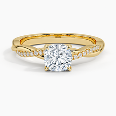 Petite Twisted Vine Lab Grown Cushion Diamond Engagement Ring