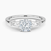 Symphony Three Stone Lab Grown Cushion Diamond Engagement Ring