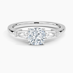 Symphony Three Stone Lab Grown Cushion Diamond Engagement Ring