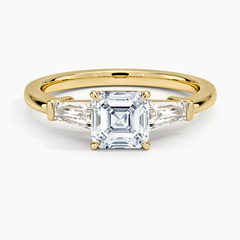 Symphony Three Stone Lab Grown Asscher Diamond Engagement Ring