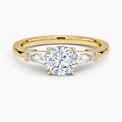 Symphony Three Stone Lab Grown Cushion Diamond Engagement Ring