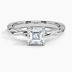 Twisted Vine Solitaire Lab Grown Asscher Diamond Engagement Ring