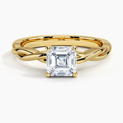 Twisted Vine Solitaire Lab Grown Asscher Diamond Engagement Ring