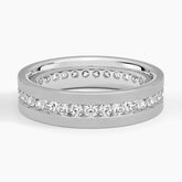 Matte Channel Set Lab Grown Diamond Wedding Ring in 18K Gold