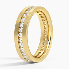 Matte Channel Set Lab Grown Diamond Wedding Ring in 18K Gold
